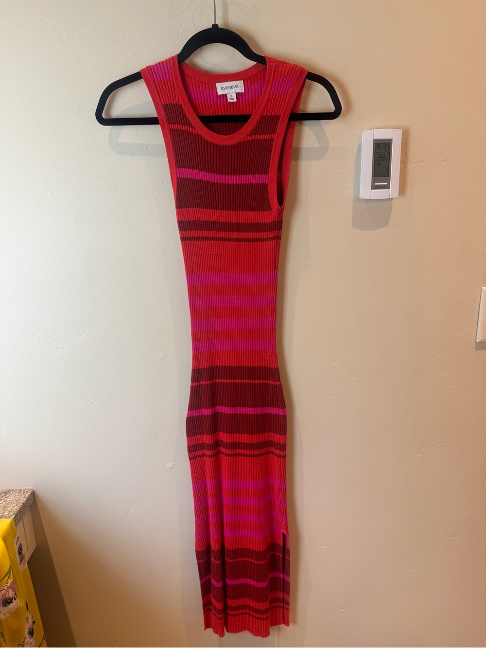 Evereve Red and Pink Striped Ribbed Tank Dress